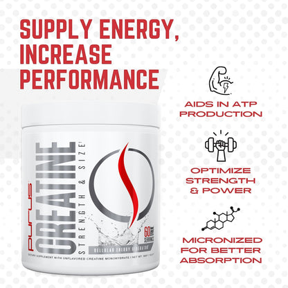 Purus Labs Foundation Series Creatine Powder | 100% Pure Micronized Creatine Monohydrate | 60 Servings (Unflavored)
