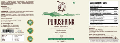Purushrink Prostate Health for Men | Ayurvedic Urinary & Sleep Support | Nirogam 120 Tablets