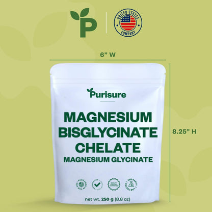 Purusure Magnesium Bisglycinate Chelate 250g | Sleep, Bones & Muscle Support