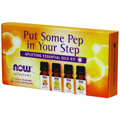 Put Some Pep in Your Step Uplifting Essential Oils Kit - NOW Foods 4-10 mL