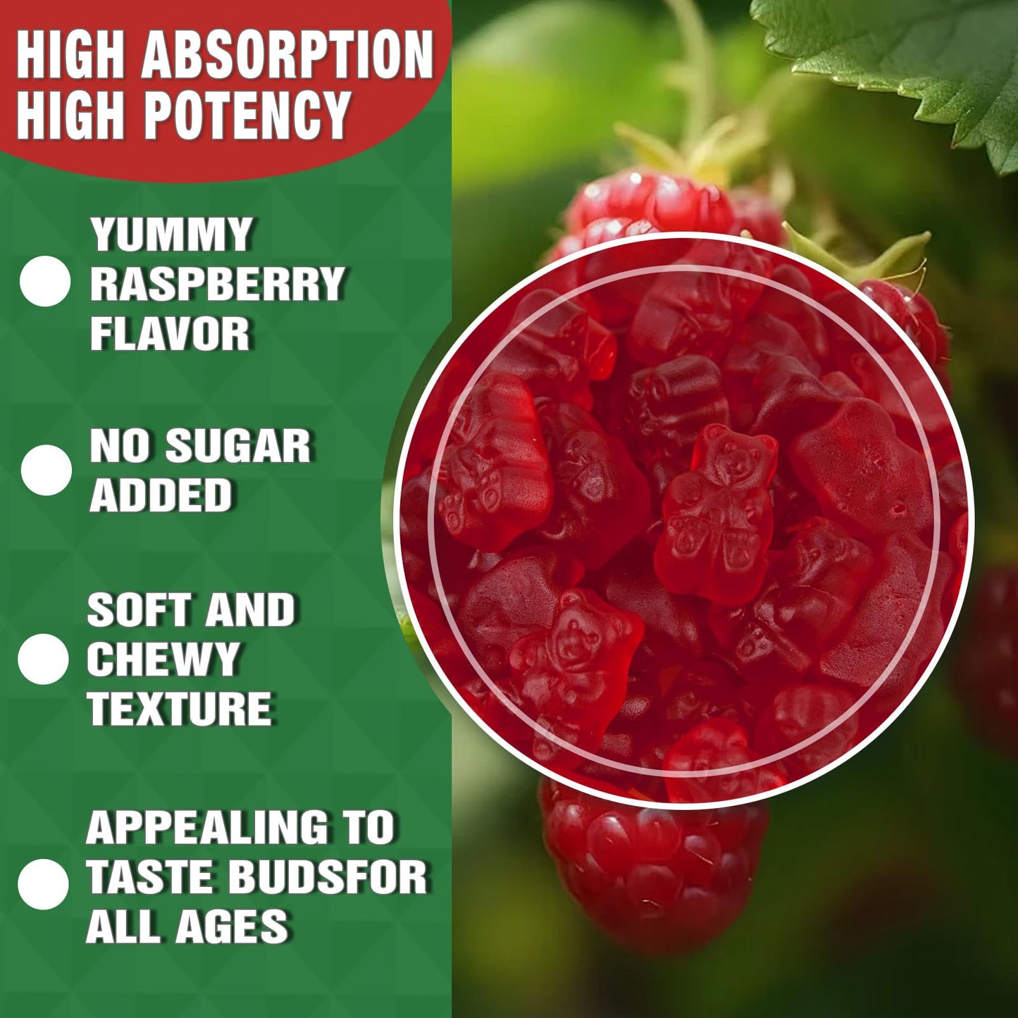 Putaojun Calcium Magnesium Zinc Gummies with Vitamin D3 | Sugar Free, Vegan, Raspberry – 1 Pack