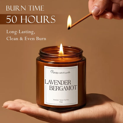 Putart Lavender & Bergamot Soy Candles - 9oz, Non-Toxic, Home Fragrance Gift