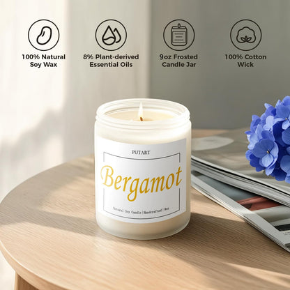 Putart Bergamot & Green Tea Scented Candles – 9oz Natural Soy Wax