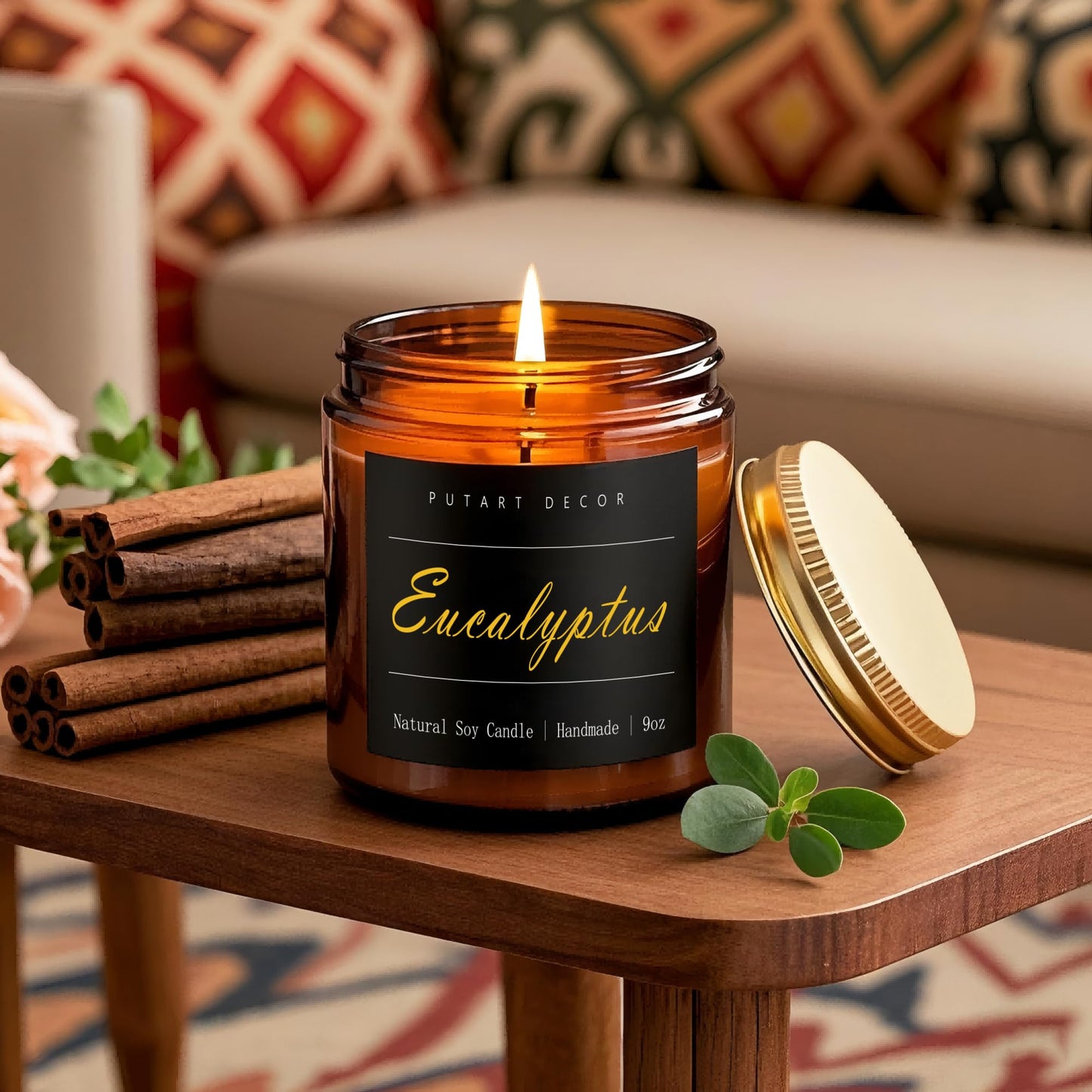 Putart Eucalyptus Mint Soy Candle – Natural, Non-Toxic, Long-Lasting 9oz