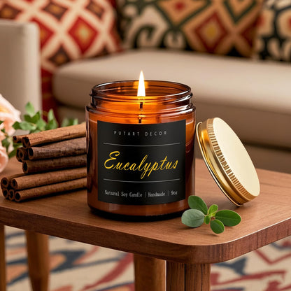 Putart Eucalyptus Mint Soy Candle – Natural, Non-Toxic, Long-Lasting 9oz