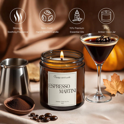 Putart Espresso Martini Soy Candle – 9oz Aromatherapy Coffee Scented Candle for Stress Relief & Meditation