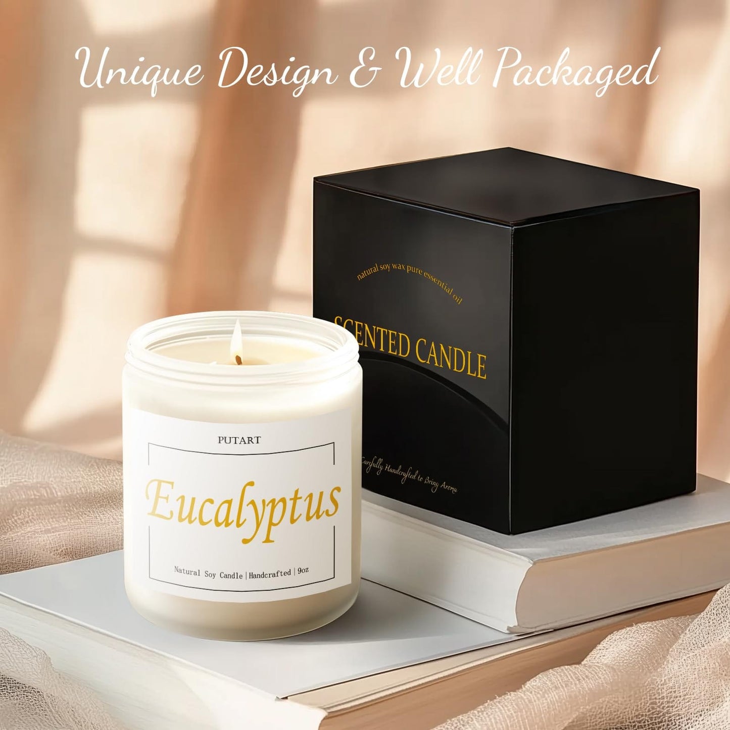 Putart Eucalyptus Mint 9oz Soy Candle | Non-Toxic, Long-Lasting