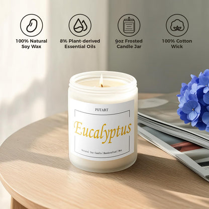 Putart Eucalyptus Mint 9oz Soy Candle | Non-Toxic, Long-Lasting