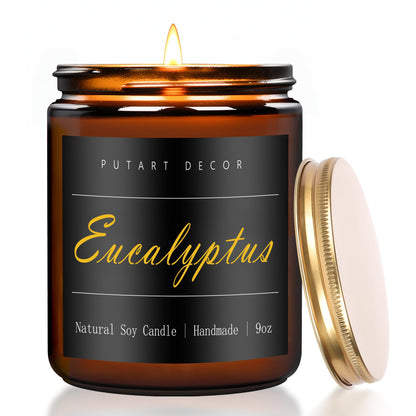 Putart Eucalyptus Mint Soy Candle – Natural, Non-Toxic, Long-Lasting 9oz
