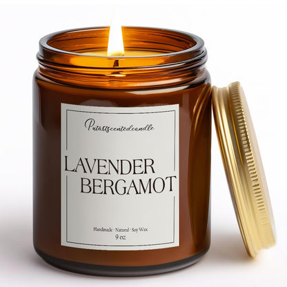 Putart Lavender & Bergamot Soy Candles - 9oz, Non-Toxic, Home Fragrance Gift