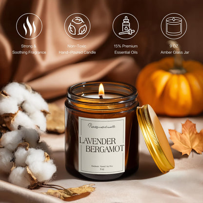 Putart Lavender & Bergamot Soy Candles - 9oz, Non-Toxic, Home Fragrance Gift