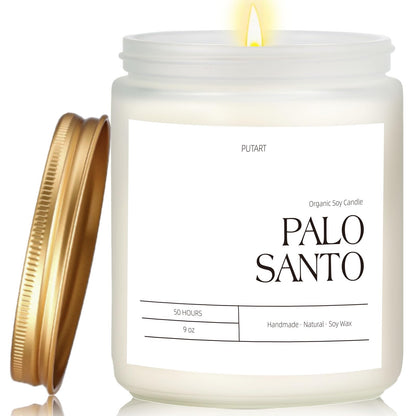 Putart Palo Santo Candle – 9oz Natural Soy Aromatherapy Jar, Stress Relief