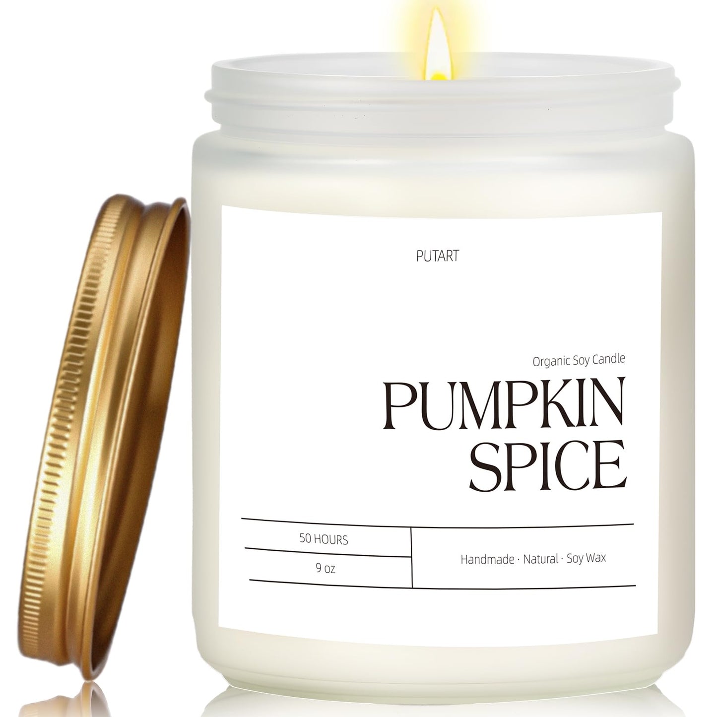 Putart Pumpkin Spice Fall Candles – Natural Soy Wax, 9oz, Non-Toxic Aromatherapy