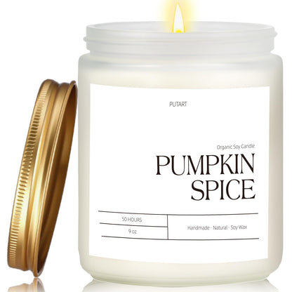 Putart Pumpkin Spice Fall Candles – Natural Soy Wax, 9oz, Non-Toxic Aromatherapy