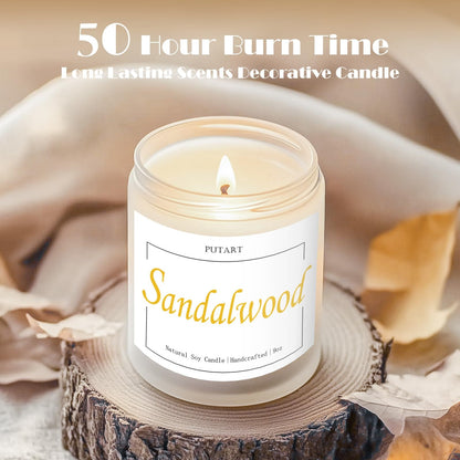 Putart Sandalwood Scented Candles – 9oz Soy Wax Aromatherapy Jar Candle, Non-Toxic
