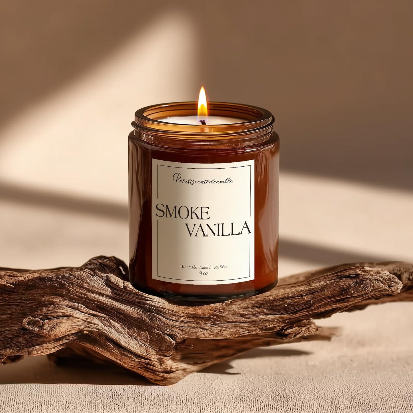 Putart Somke Vanilla Scented Candle – 9oz Natural Soy Wax, Aromatherapy & Stress Relief