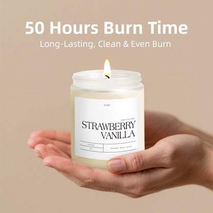 Putart Strawberry Vanilla Soy Candle – 9oz Aromatherapy, Non-Toxic