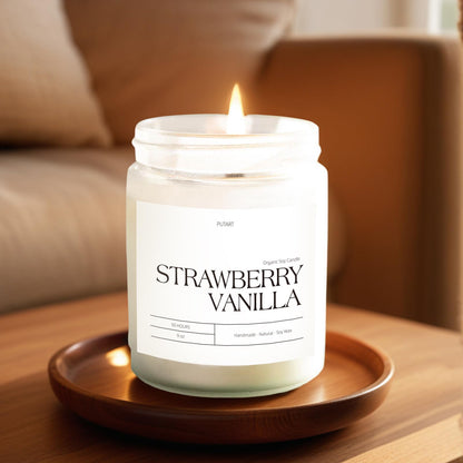 Putart Strawberry Vanilla Soy Candle – 9oz Aromatherapy, Non-Toxic
