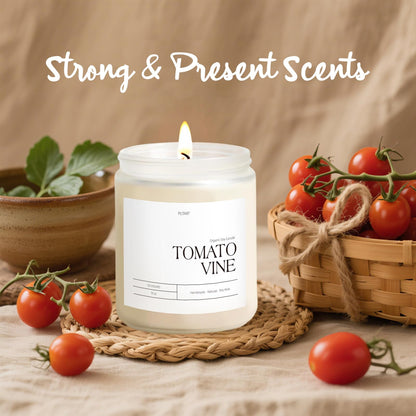 Putart Tomato Vine Candle – Natural Soy Wax Aromatherapy 9oz | Non-Toxic, Stress-Relief Jar