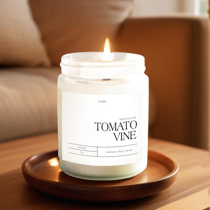 Putart Tomato Vine Candle – Natural Soy Wax Aromatherapy 9oz | Non-Toxic, Stress-Relief Jar