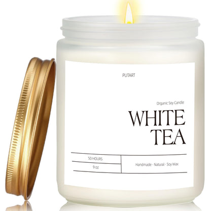Putart White Tea Candles – Natural Soy Wax Aromatherapy Jar Candle 9oz