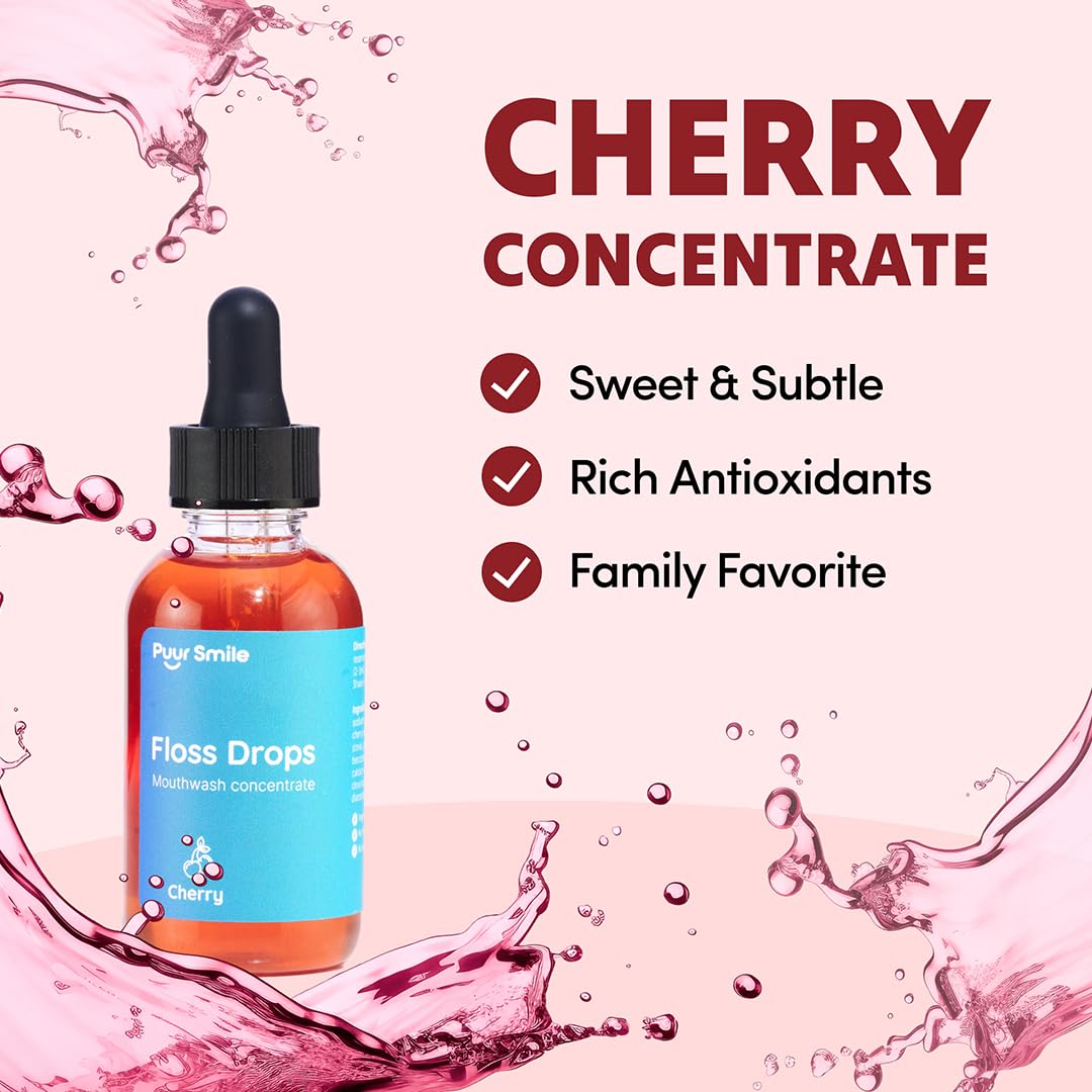 Puur Smile Cherry Floss Drop Serum – Concentrated Mouthwash for Water Flosser