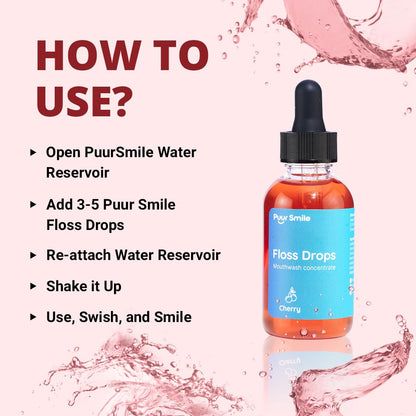 Puur Smile Cherry Floss Drop Serum – Concentrated Mouthwash for Water Flosser