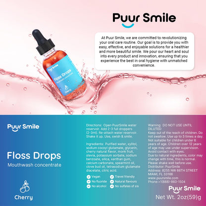 Puur Smile Cherry Floss Drop Serum – Concentrated Mouthwash for Water Flosser