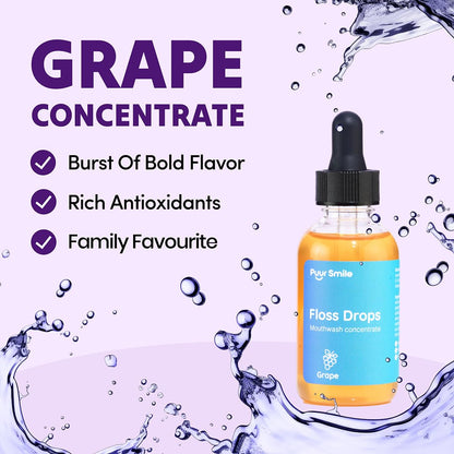 Puur Smile Floss Drop Serum – Grape Flavor Mouthwash for Water Flosser | 2oz