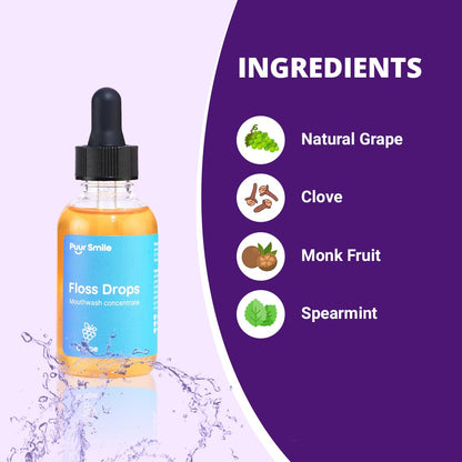 Puur Smile Floss Drop Serum – Grape Flavor Mouthwash for Water Flosser | 2oz