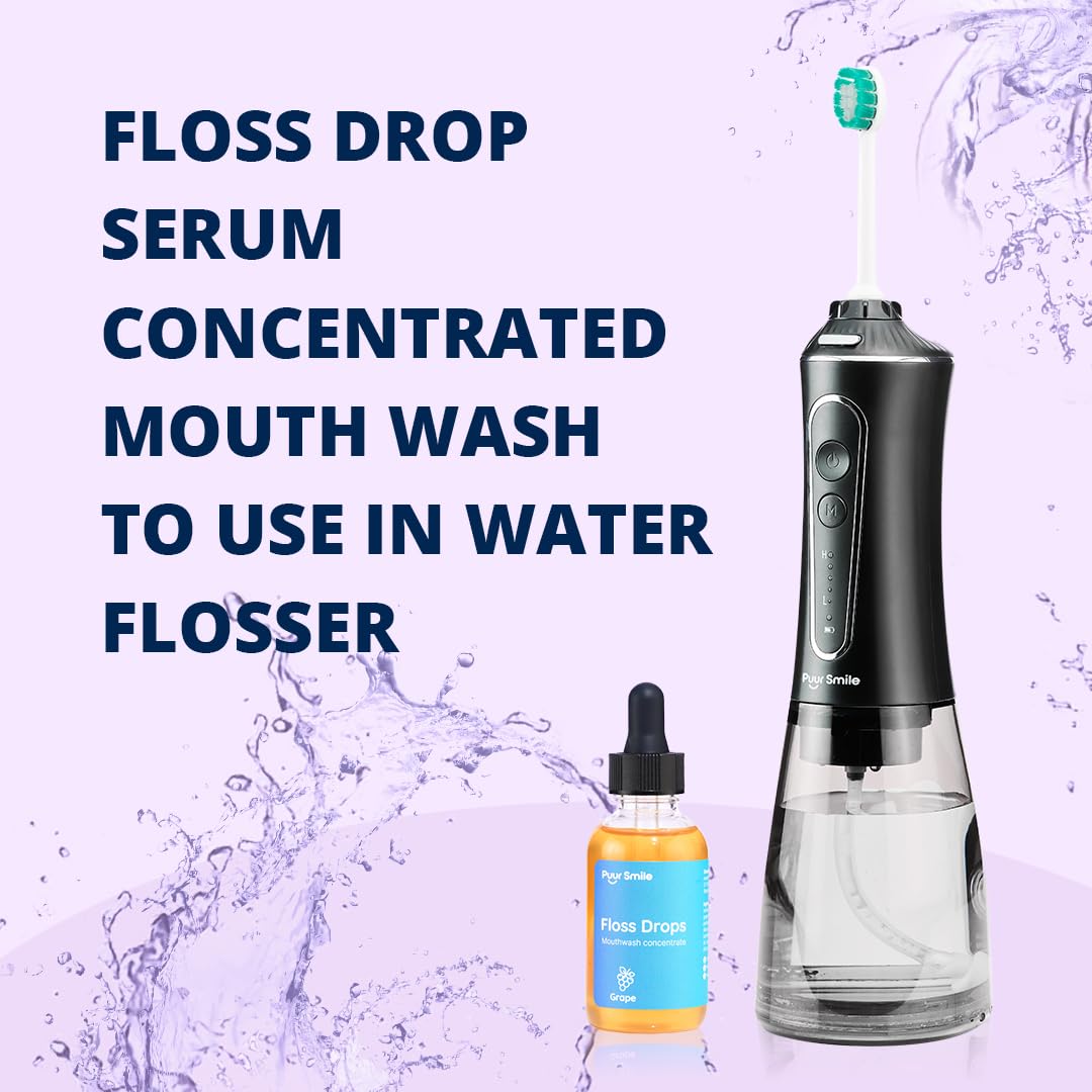 Puur Smile Floss Drop Serum – Grape Flavor Mouthwash for Water Flosser | 2oz