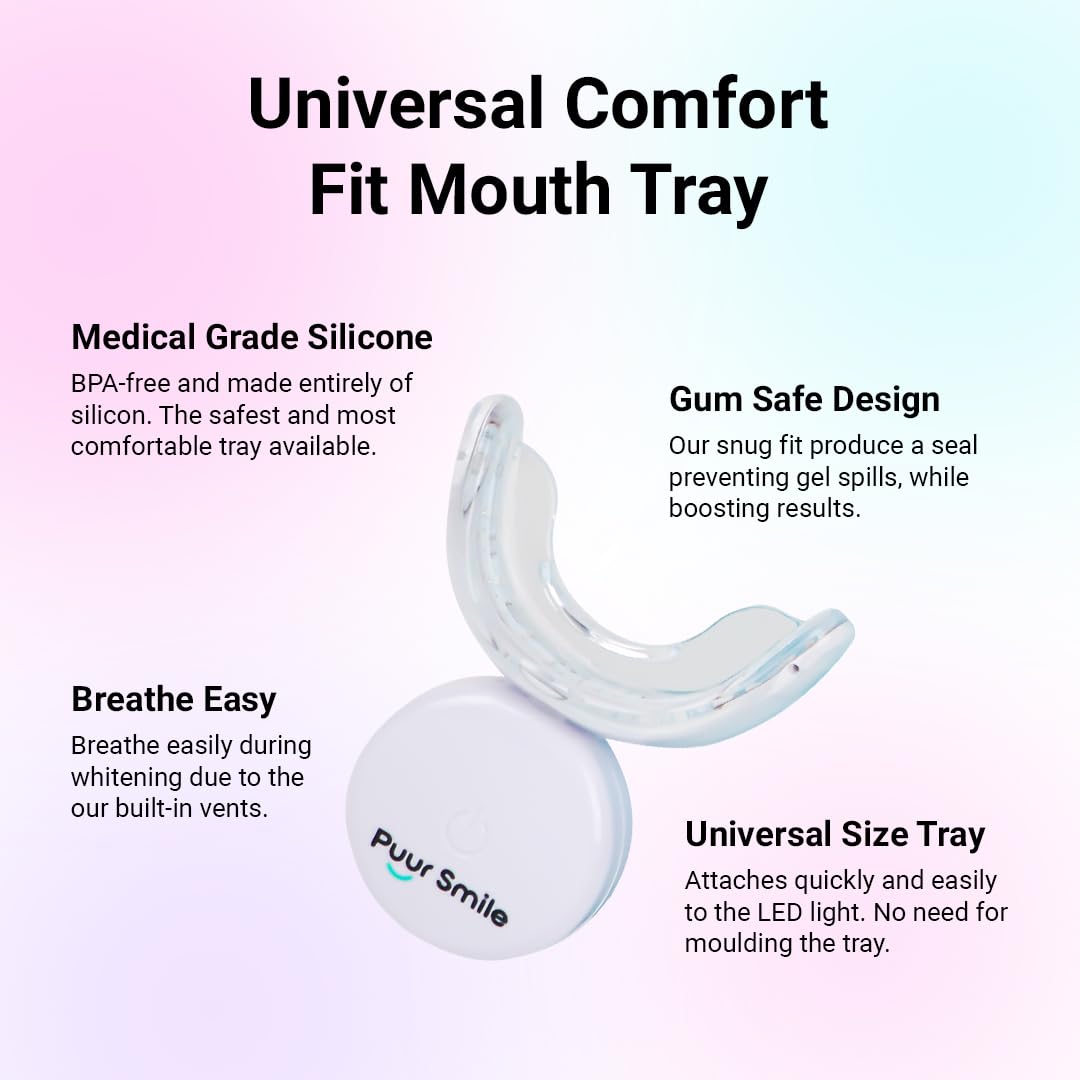 Puur Smile Teeth Whitening Kit - LED Light, Gel, Remineralization for Sensitive Teeth