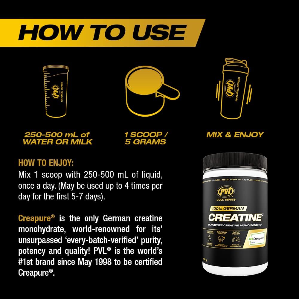 PVL Creapure Creatine – 100% Pure German Creatine Monohydrate Powder | 410 g / 82 Servings