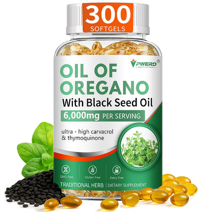 PWERD 300 Softgels: Wild Oregano Oil with Black Seed Oil – Organic