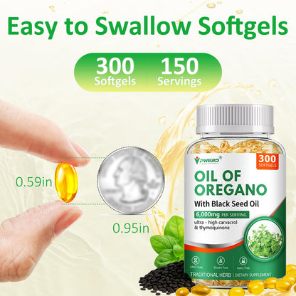 PWERD 300 Softgels: Wild Oregano Oil with Black Seed Oil – Organic