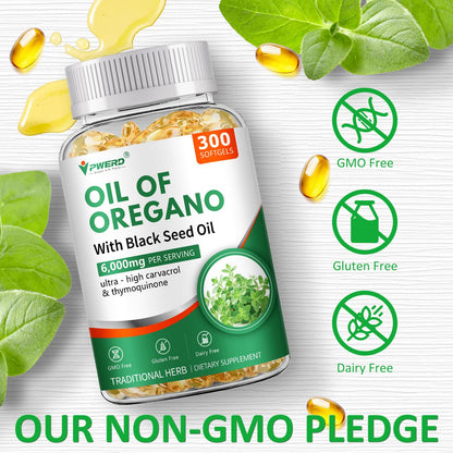 PWERD 300 Softgels: Wild Oregano Oil with Black Seed Oil – Organic