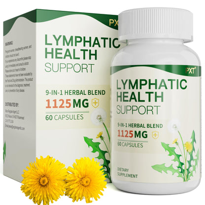 PXT Liposomal Lymphatic Drainage Immune Support Supplement, Cleanse Detox Liver Health Fluid Balance Herbal Blend with Echinacea Dandelion Burdock for Adults & Lymph Edema Sugar-Free 60 Capsules