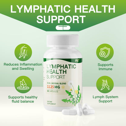 PXT Liposomal Lymphatic Drainage Immune Support Supplement, Cleanse Detox Liver Health Fluid Balance Herbal Blend with Echinacea Dandelion Burdock for Adults & Lymph Edema Sugar-Free 60 Capsules