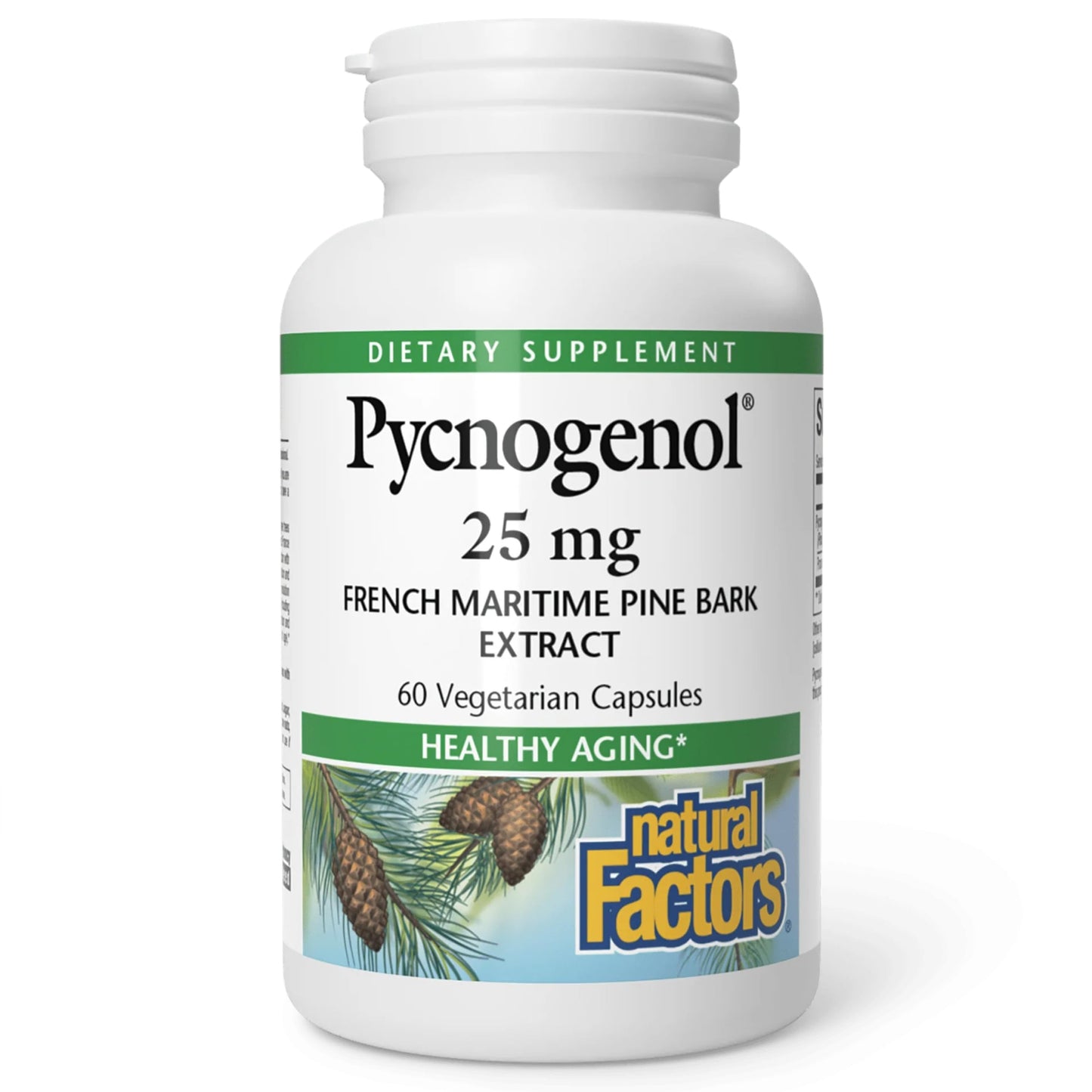 Natural Factors Pycnogenol 25 mg, Antioxidant Support for Healthy Aging, 60 Capsules