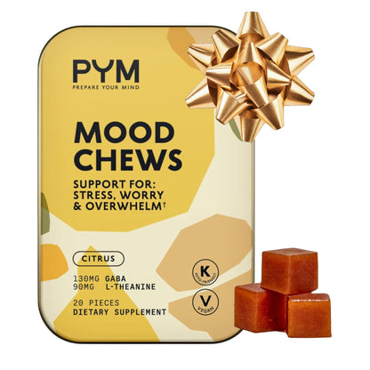 PYM Citrus Mood Chews: Stress Support with 130mg GABA & 90mg L-Theanine | Vegan, Non-GMO, Gluten-Free | 20 Count
