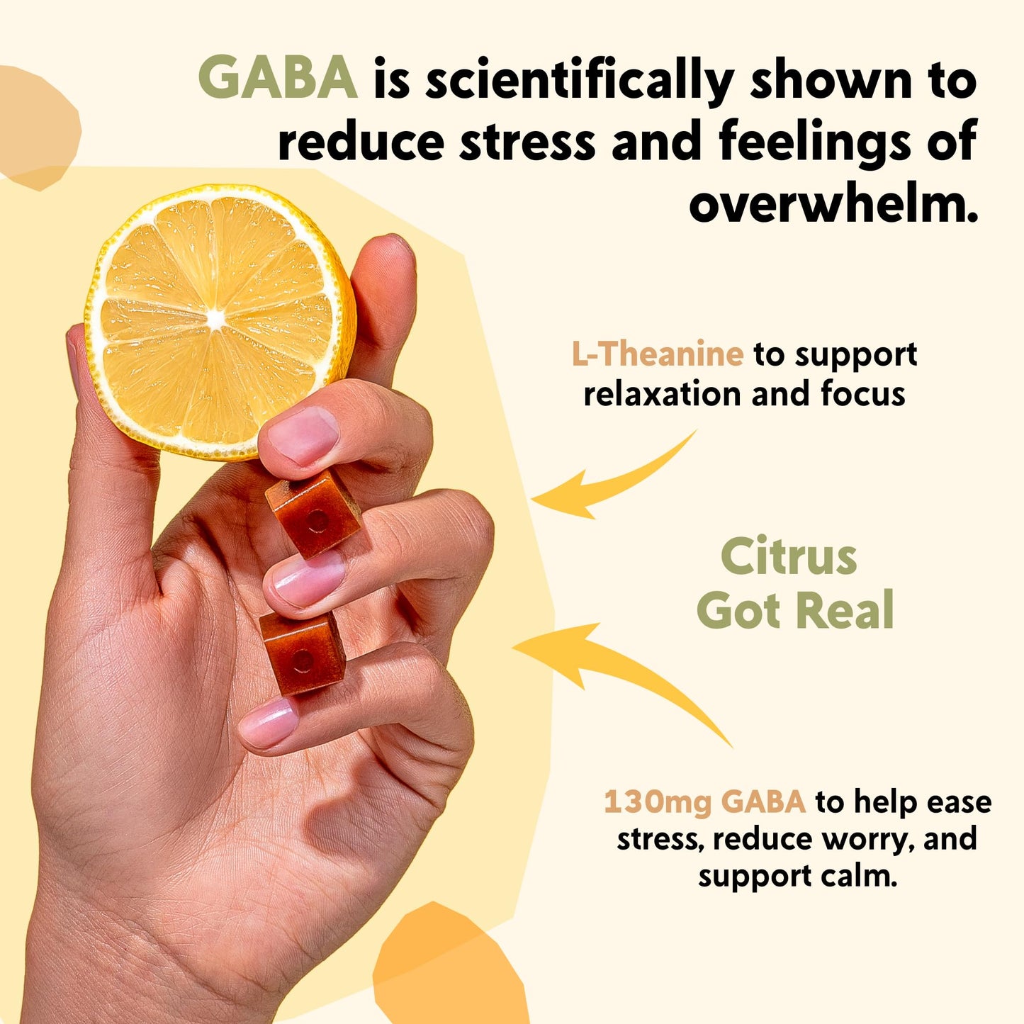 PYM Citrus Mood Chews: Stress Support with 130mg GABA & 90mg L-Theanine | Vegan, Non-GMO, Gluten-Free | 20 Count