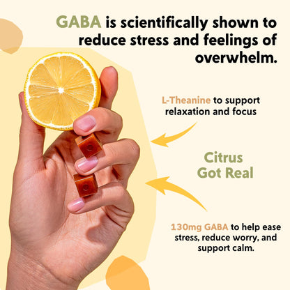 PYM Citrus Mood Chews: Stress Support with 130mg GABA & 90mg L-Theanine | Vegan, Non-GMO, Gluten-Free | 20 Count