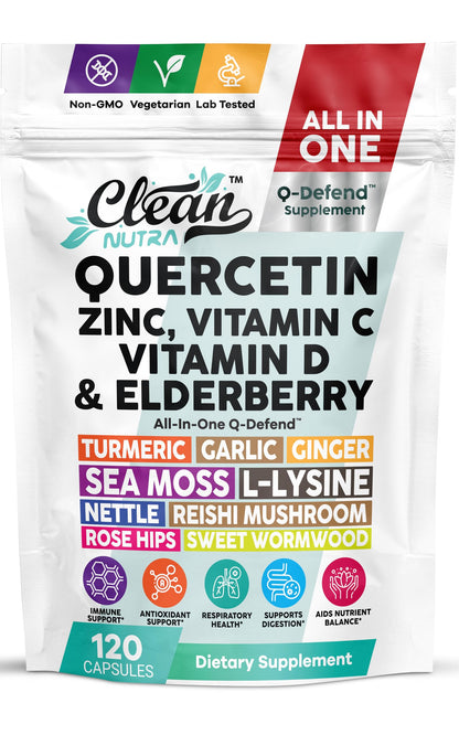 Q Defend Immune Support Supplement with Quercetin, Zinc, Vitamin C & D3 | Clean Nutra