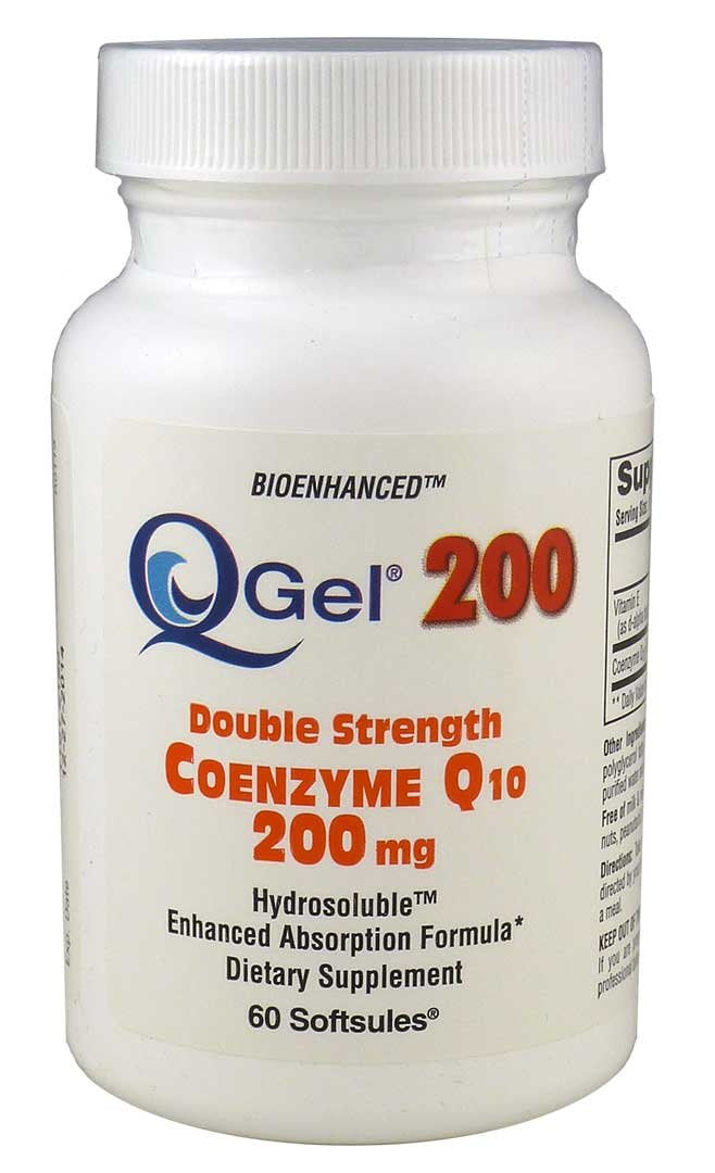 Q-Gel® 200mg Double Strength CoQ10 | Hydrosoluble & Liposoluble | 60 Softgels