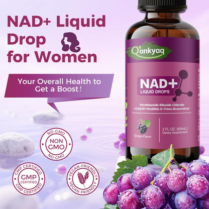 Q'ankyaq NAD+ Plus Liquid for Women – NAD 1000mg Drops with NR & Trans-Resveratrol