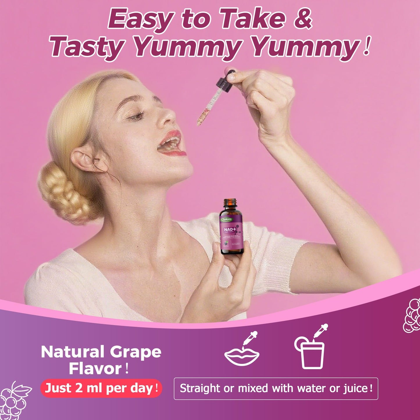 Q'ankyaq NAD+ Plus Liquid for Women – NAD 1000mg Drops with NR & Trans-Resveratrol