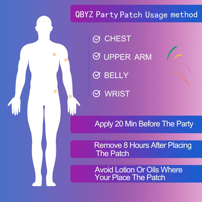 QBYZ 60 Pack Party Relief Patches – Use Before Party Drinking, Wake Up Refreshed, Natural Patches