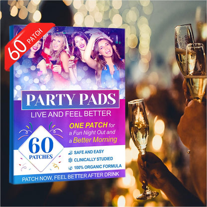 QBYZ 60 Pack Party Relief Patches – Use Before Party Drinking, Wake Up Refreshed, Natural Patches