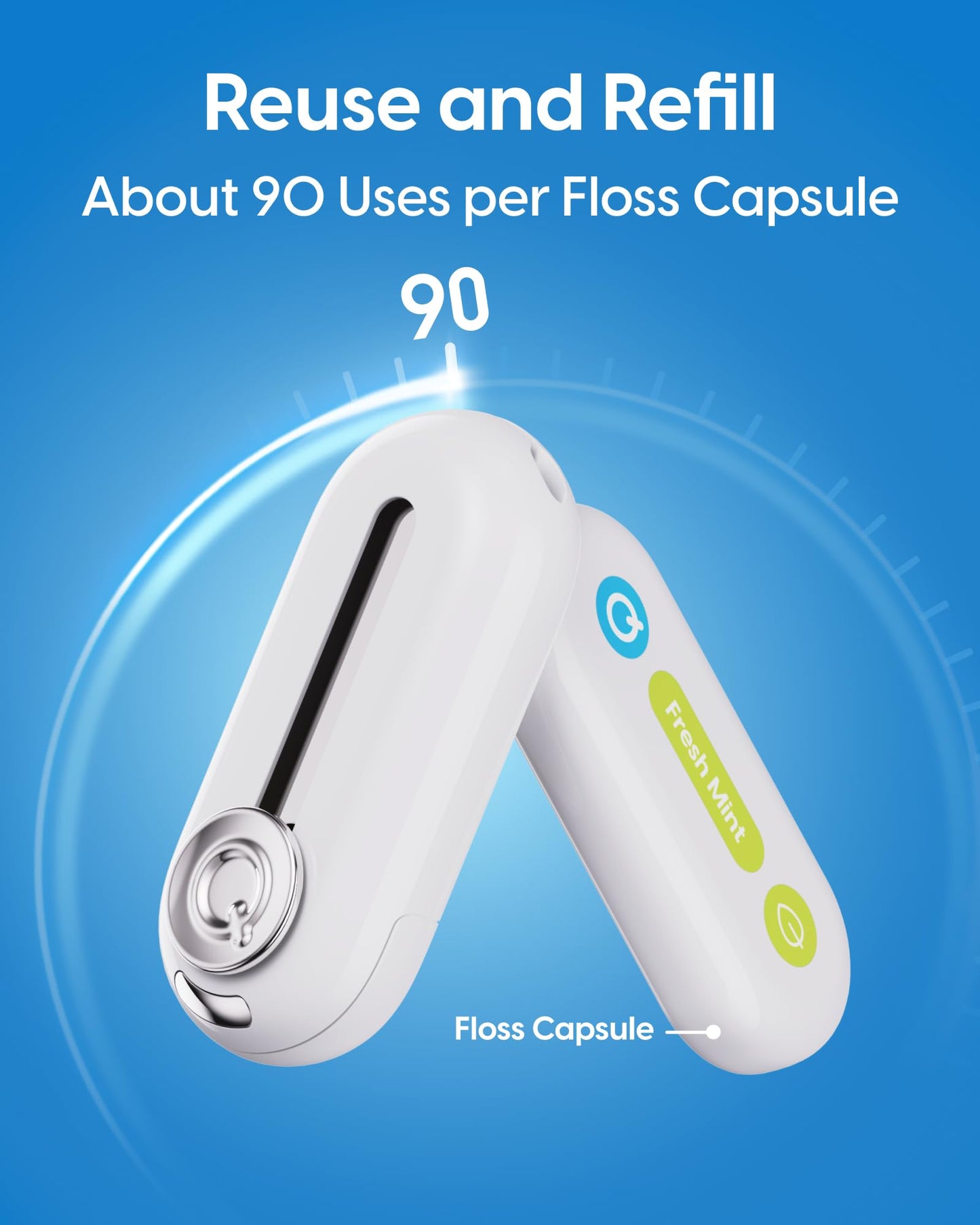 QicoBay C1S Reusable Flosser Set – Auto-Restringing Flosser, Replaceable Floss Capsule, Multi-Hygiene, Portable Travel, Recyclable Zero Waste, Unflavored Dawn Purple