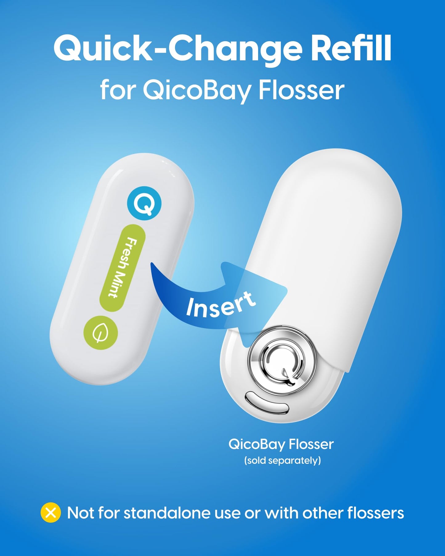 QicoBay Refill Floss Capsule for C1S Flosser - 3 Pack, 90 Uses, PFAS-Free, Super Mint